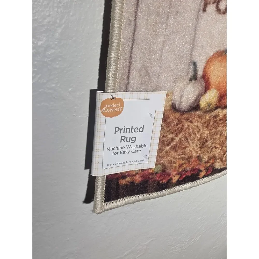 Perfect Harvest “pumpkin Patch” Fall Thanksgiving Rug Lightweight 17”x27”